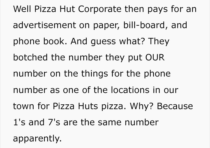 Pizza Hut Allegedly Refused To Fix Wrong Number Ad, End Up Closed When The Family Decide To Take Revenge