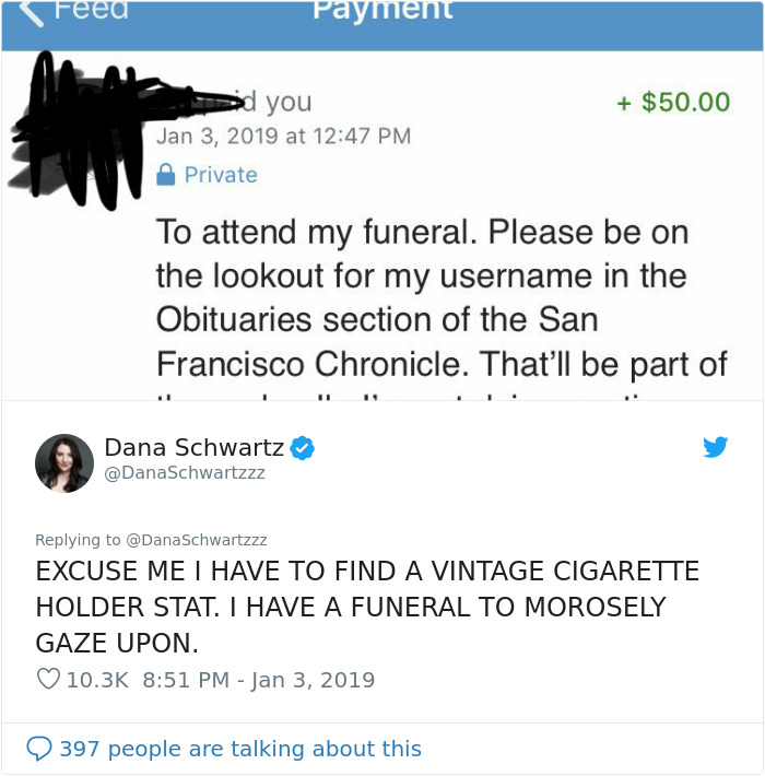 Woman Says She Can Show Up To Your Funeral If You Pay Her $50, People Start Sending Her Money