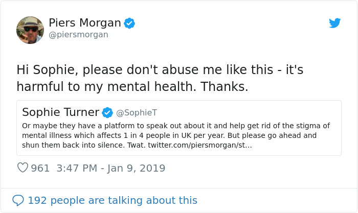 Piers Morgan Blames Celebrities For Making Mental Health Issues ‘Fashionable’, Sophie Turner Teaches Him A Stark Lesson