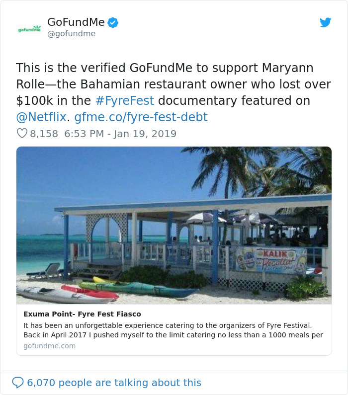 People Donate Over $200k To Restaurant Owner Who Was Screwed Over By The Fyre Festival