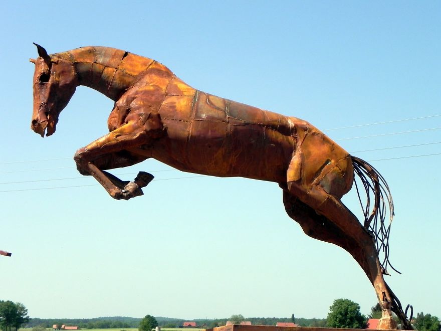 Giant Horse. 3m High Metal Sculpture.the Biggest Project From Art Jurak And Serbian Artist Nedim Hadzi Ahmetovic Mafa. 2 Months Of Work.