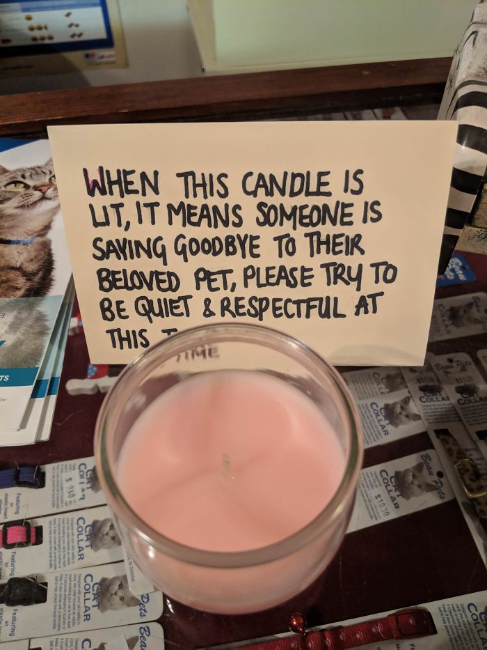 My Local Vet Has A Sign And Candle For When Someone's Pet Is Dying