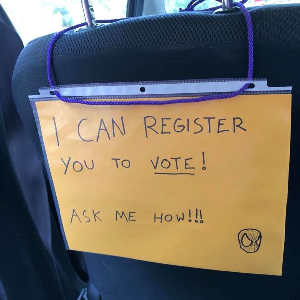 My Friend Is A Lyft Driver And Turned His Car Into A Voter Registration Booth
