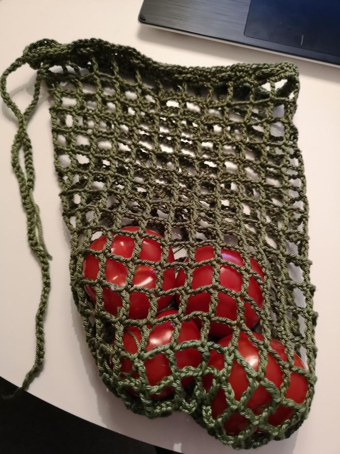 Used Some Leftover Yarn To Make Crochet Produce Bags