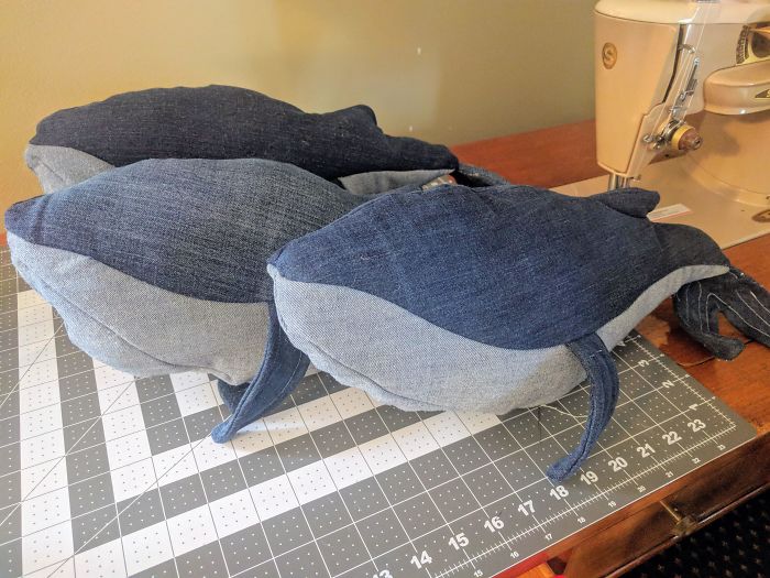 Stuffed Whales Made From Old Jeans