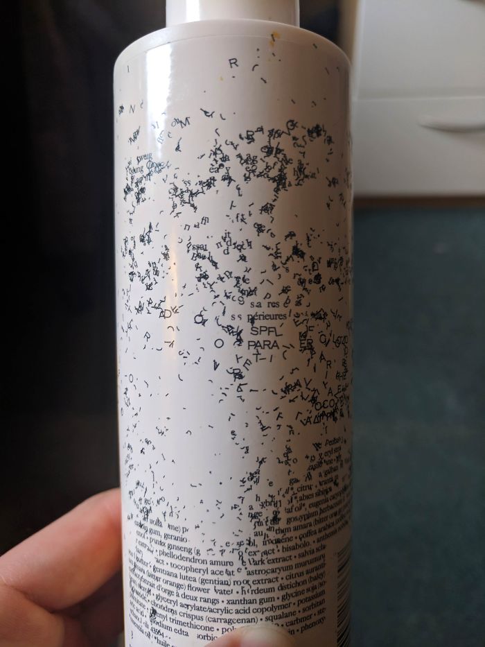 All The Letters On My Gf's Lotion Bottle Started Falling Off