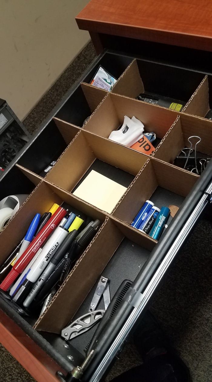 Needed An Organiser So I Made One Out Of Cardboard Instead Of Purchasing One