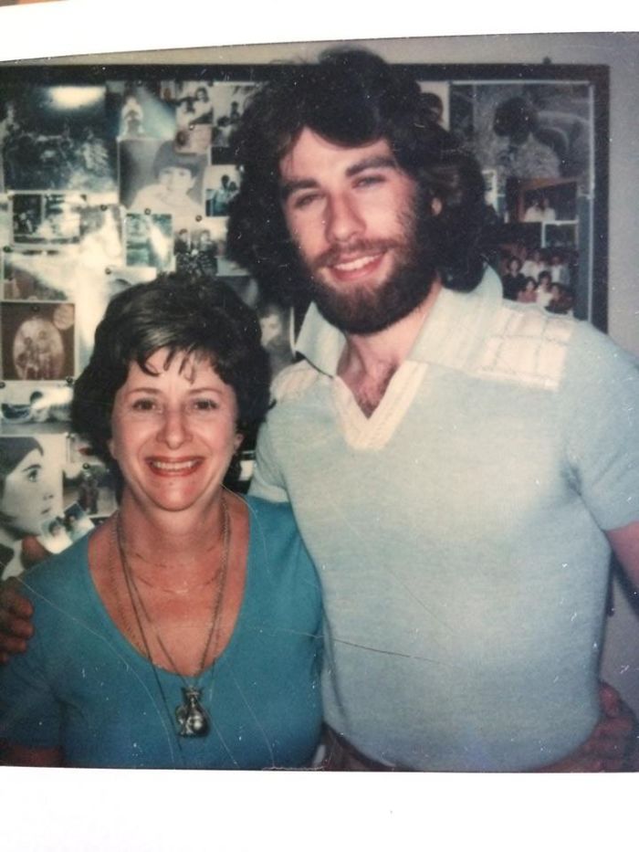 My Mom Was Childhood Friends With John Travolta And We Found A Photo Of My Nana And Him After One Of His Shows When He Did Theatre! Look At The 70s Hair...