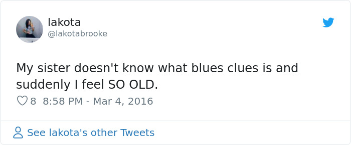a tweet about Blues Clues making you feel old
