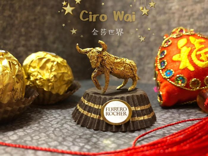 Chinese Makes Incredible Sculptures With Ferrero Rocher's Packaging