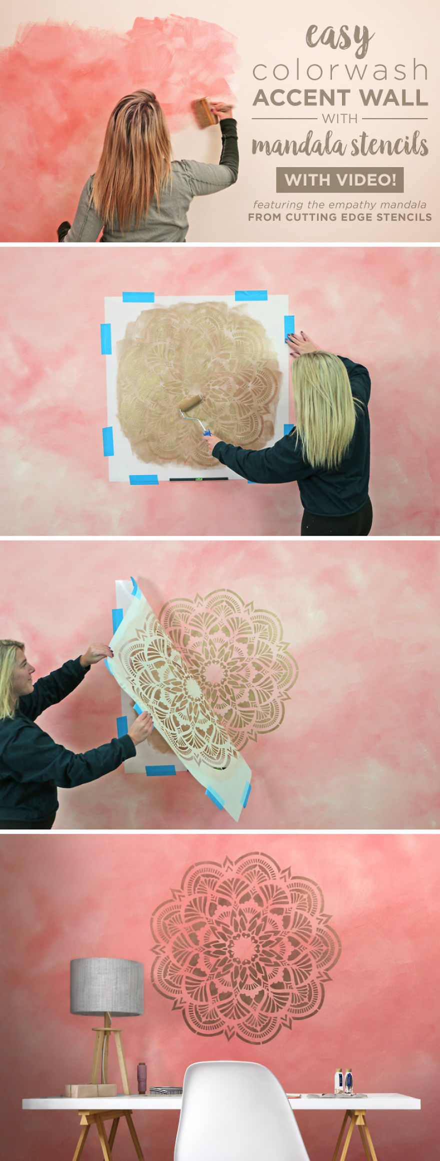 Easy Colorwash Accent Wall With Mandala Stencils