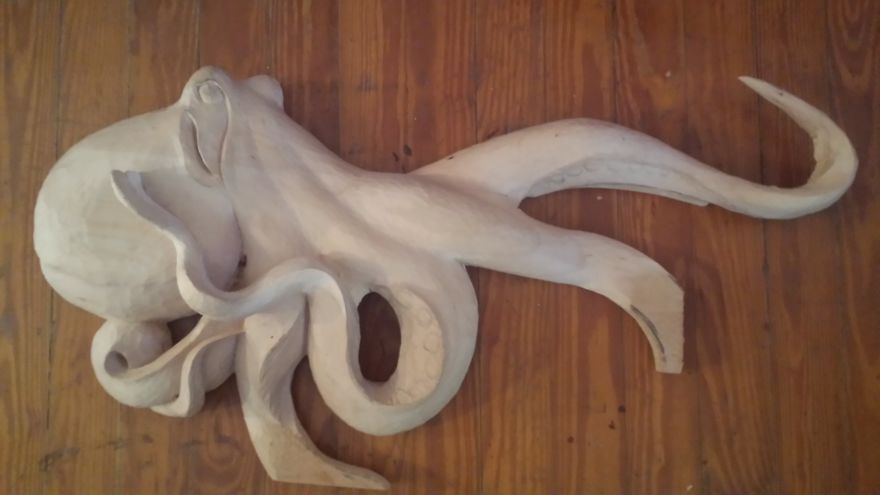 Hand Carved Octopus On Driftwood