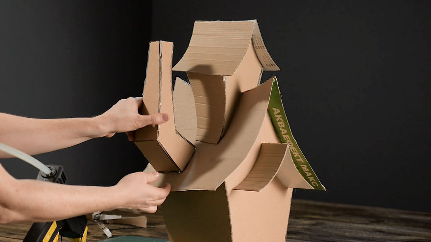 I Upcycled Cardboard Boxes Into A Witch House And It Cost Me Less Than $1