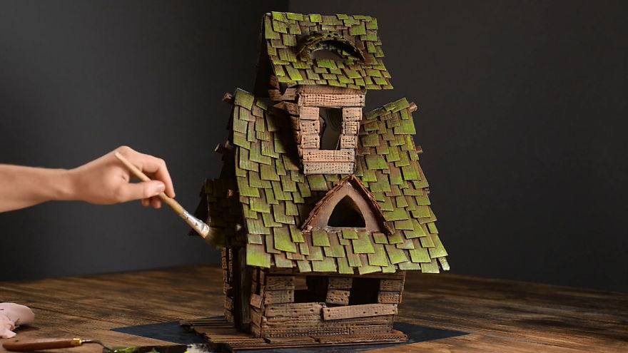I Upcycled Cardboard Boxes Into A Witch House And It Cost Me Less Than $1