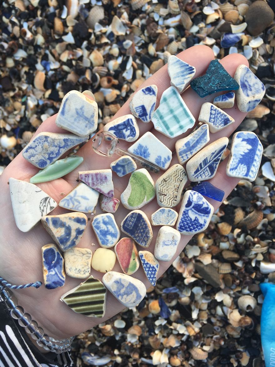 I Find Surf-Tumbled Pottery Shards On The Beach And Make Them Into Unique Pieces Of Artwork