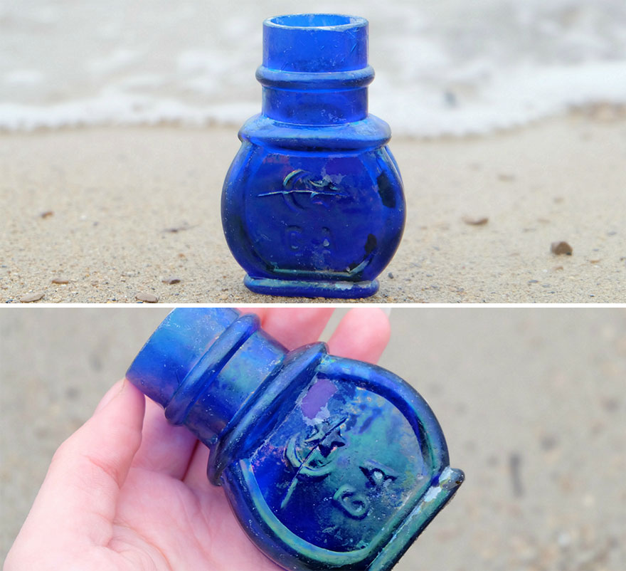 Cobalt Blue Bottle With A Moon And A Star