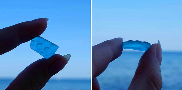 Pieza de vidrio azul