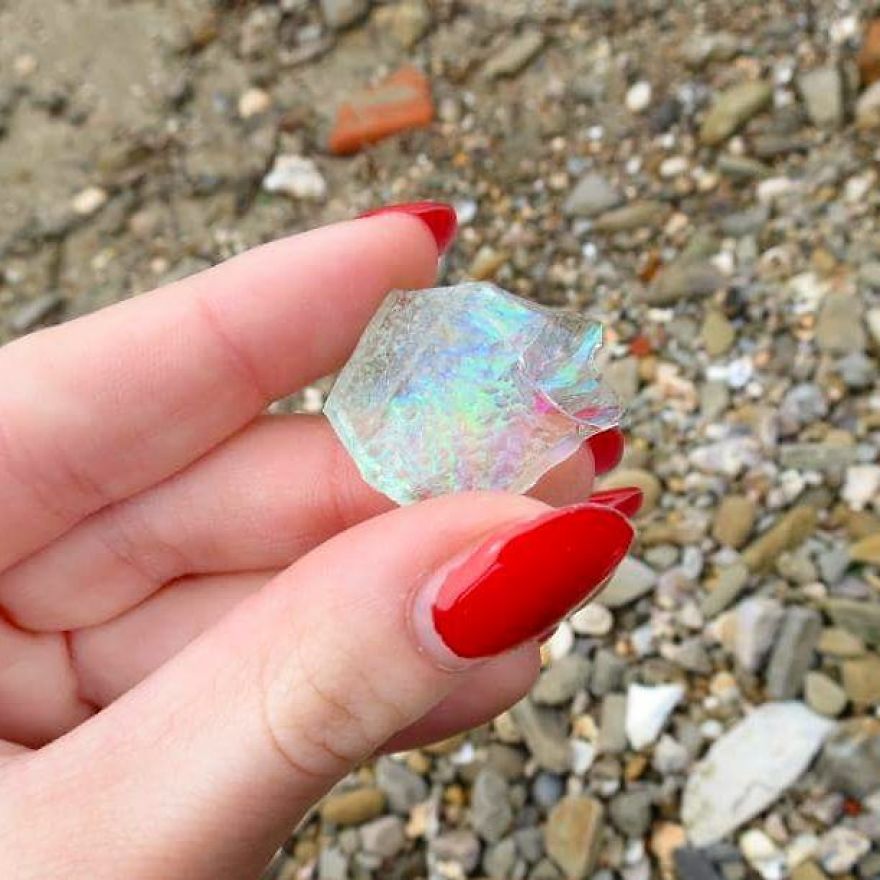 When You Find A Rainbow Sea Glass Piece On The Beach