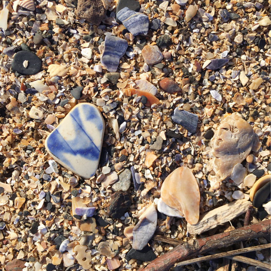 I Find Surf-Tumbled Pottery Shards On The Beach And Make Them Into Unique Pieces Of Artwork