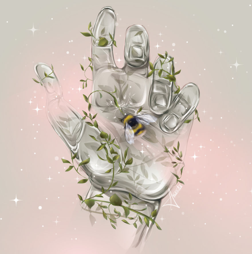 Illustrated Glass Hands To Express Emotion