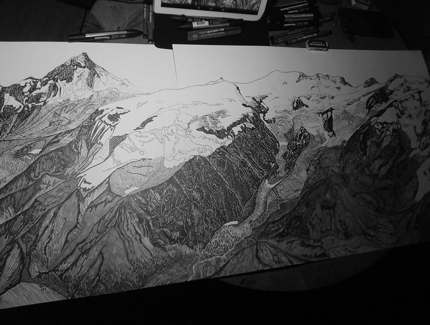 I've Been Drawing The Alps As They Could Appear During The Last Thousand Years!