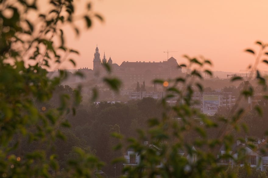 The Sunrise With A View Of Wawel In Krakow