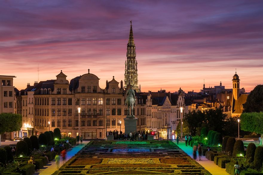 Brussels After Sunset Watched From The Mont Des Arts