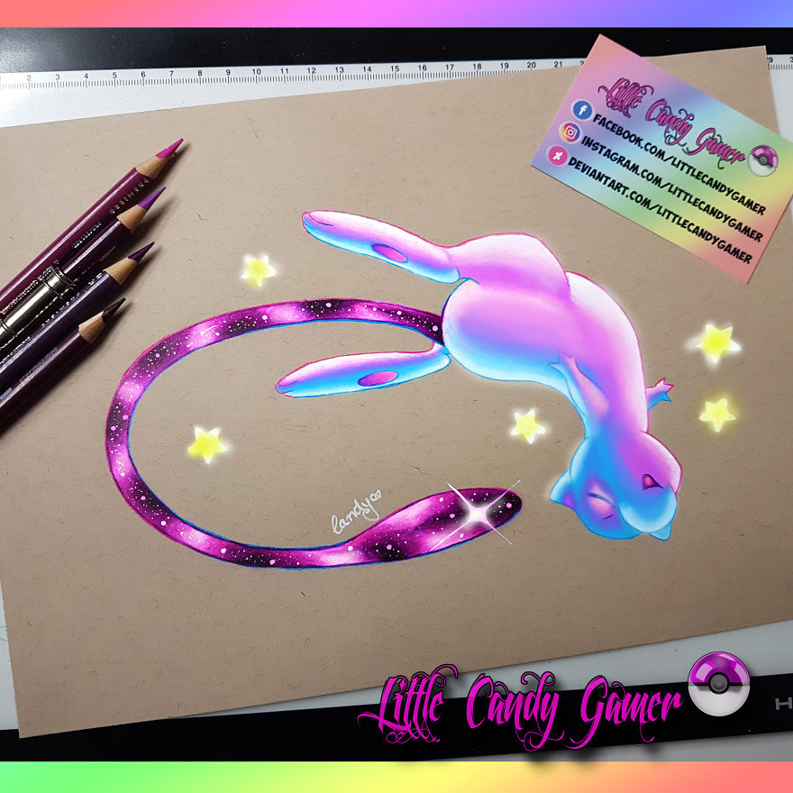 Mew Cosmic Prismacolor Colored Pencil Drawing - Littlecandygamer Mew Cosmic Prismacolor Colored Pencil Drawing - Littlecandygamer