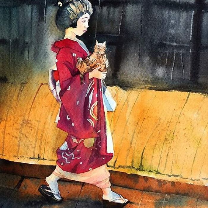 Geisha And The Cat