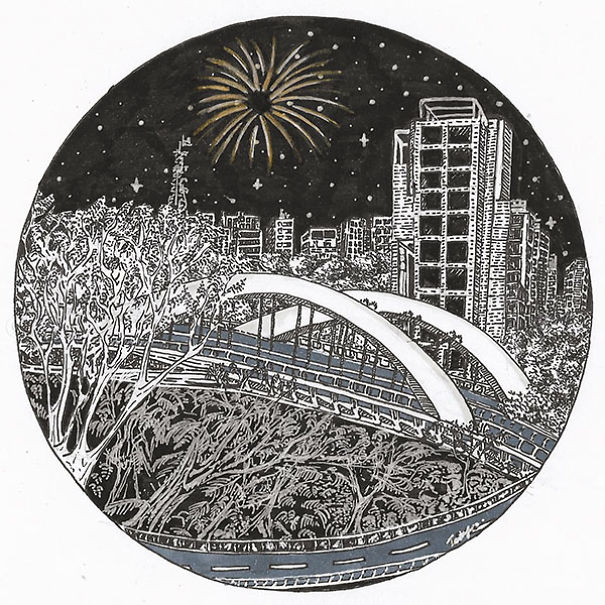 This Artist Drew 15 Detailed Ink Pen Illustrations Inside Small Circles