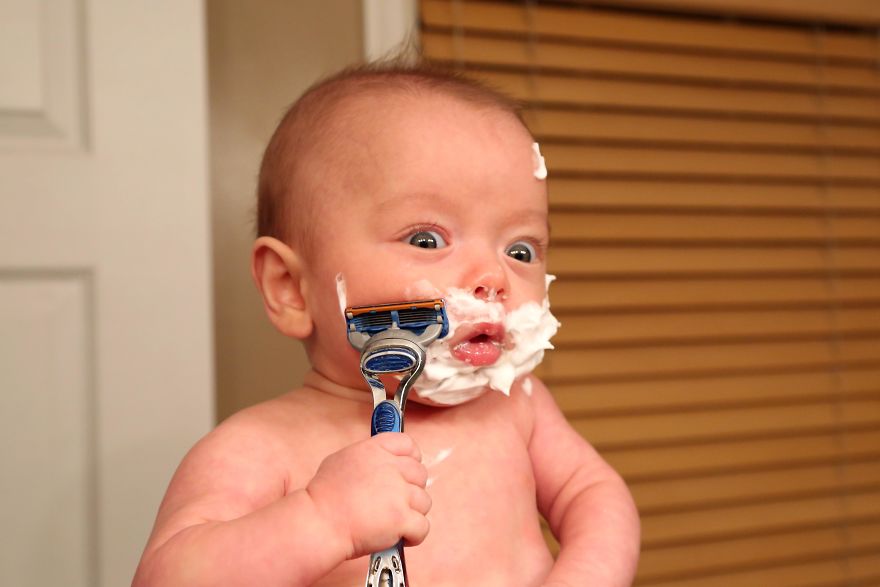 Dad Makes His Premature Baby Do Manly Things, And The Result Is Hilarious (OC)