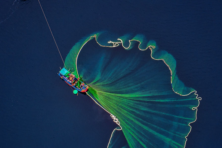 Harvesting Shrimp On The Sea By Tuan Nguyen