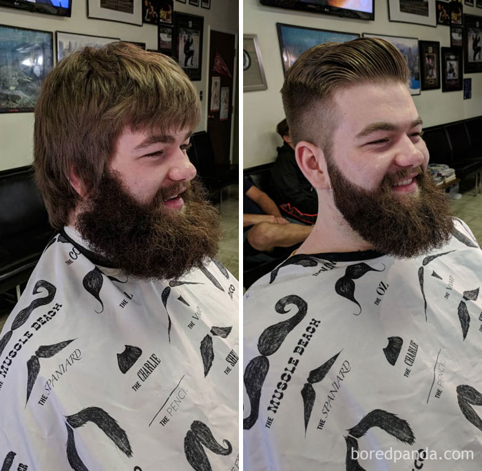 This Guys Beard Was Epic! A Nice Little Before And After I Did At Work Today