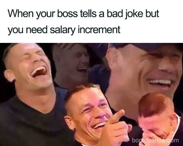 When boss tells a bad joke meme
