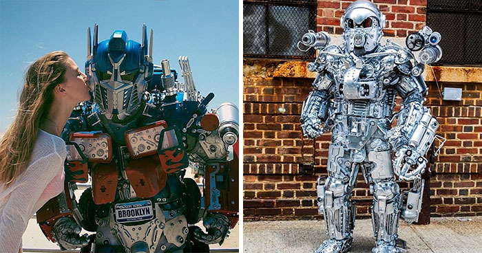 Artist Constructs Impressive Robot Costumes And Wears Them On The Streets Of New York