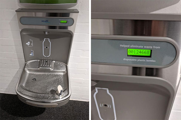 This Water Fountain Tells You How Many Disposable Plastic Bottles You've Saved Through Using It