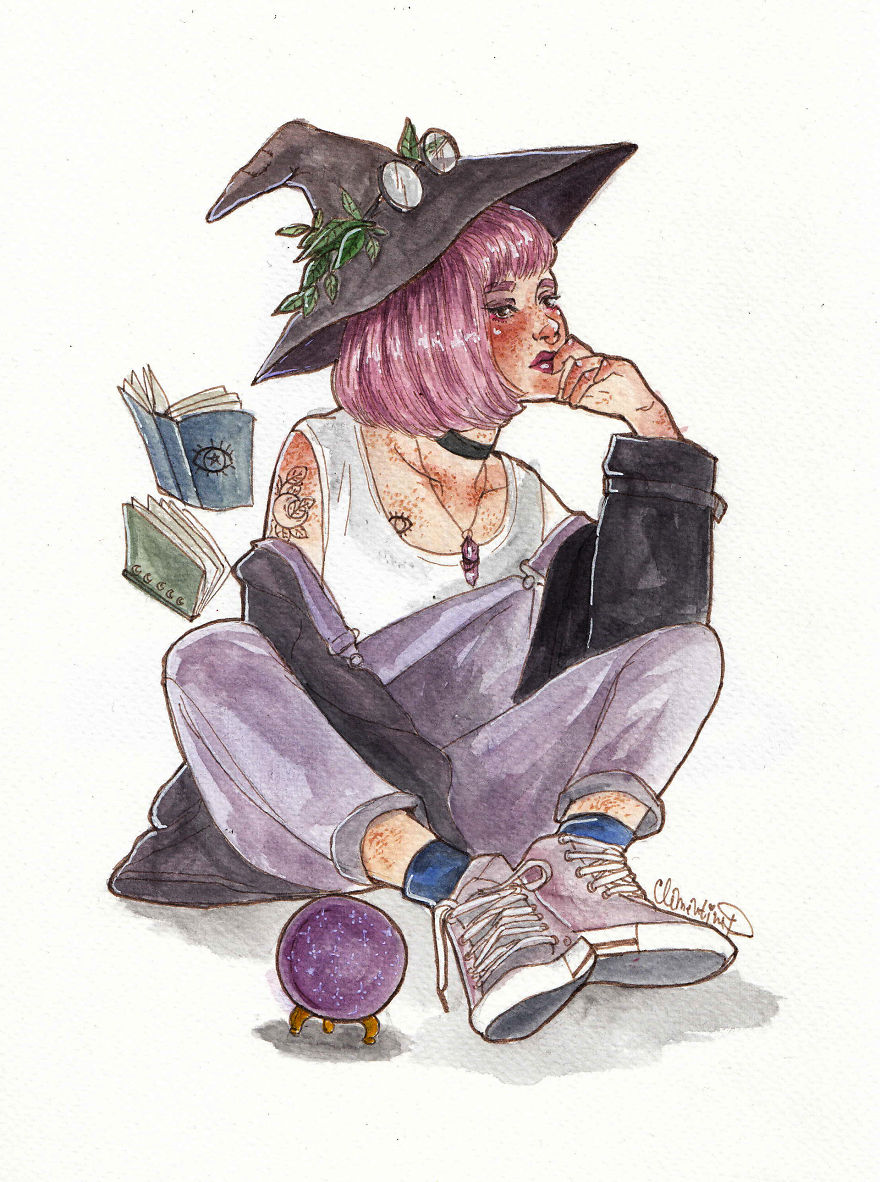 Here Is A Collection Of Plant Loving Witches That I Illustrated