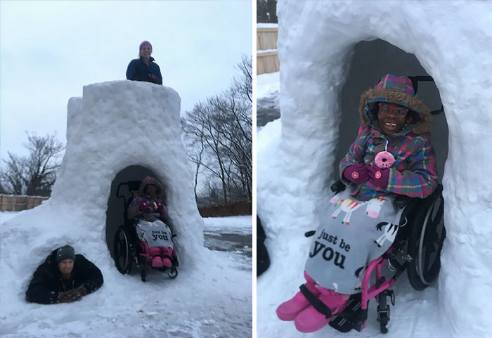 My Buddy Gregg Built This Handicap Accessible Snow Fort For His Daughter