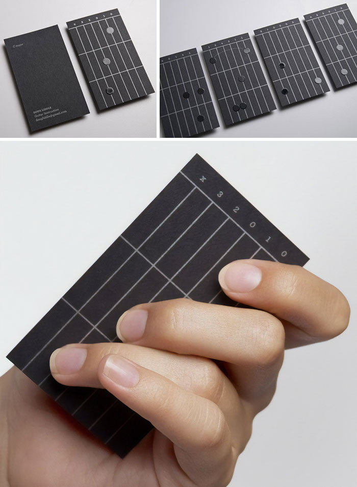 These Business Cards Introduce The Fun Of Learning To Play The Guitar Within Moments Of Holding Them