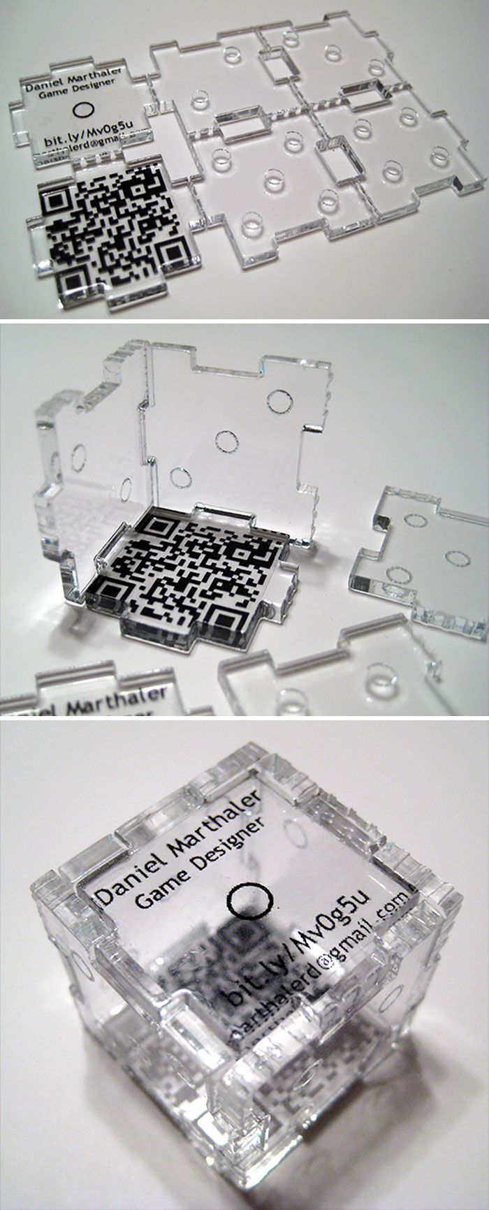 Game Designer's Business Card Which Can Be Built Into The Rolling Die