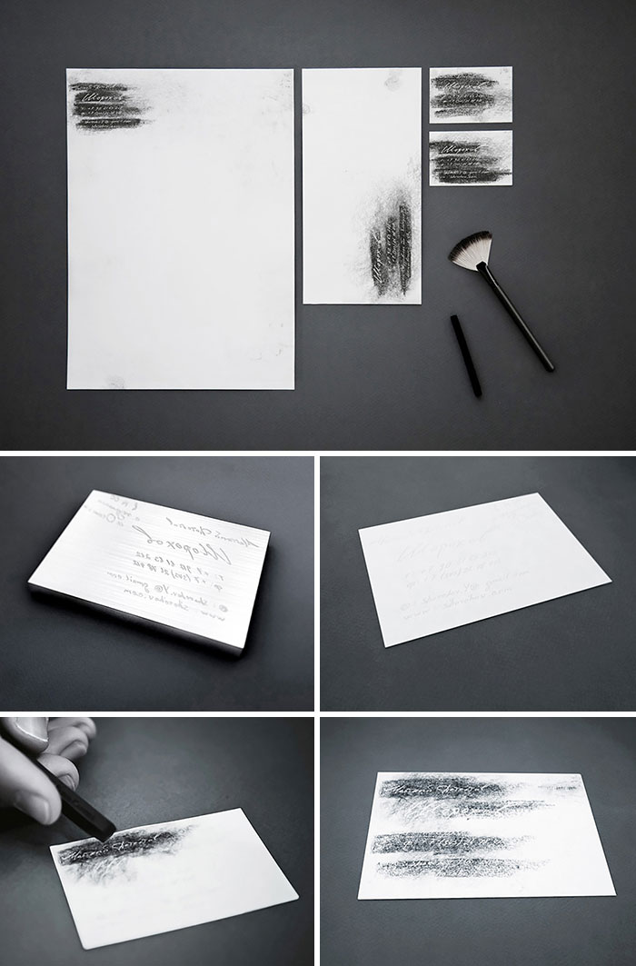 Use Your Pencil And "Dust For Fingerprints" If You Want To Read The Business Card Of A Private Detective Y. Shorohov