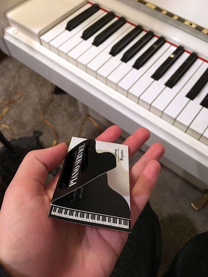 This Piano Tuner’s Business Card Folds Open Like A Grand Piano