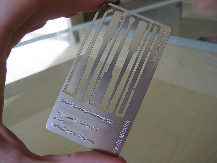 Legendary Computer Hacker Kevin Mitnick's Business Card Is Actually A Lock Picking Set