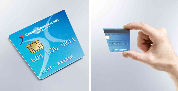 Unique Business Card For The Credit Counselling Society By Reproducing A Plastic Credit Card And Then Cutting It In Half