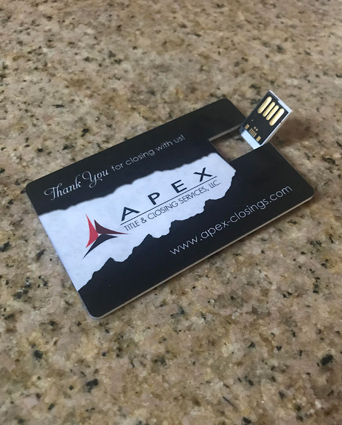 Closed On A House This Week And The Title Company Gave Me A Business USB Card With All Of My Documents