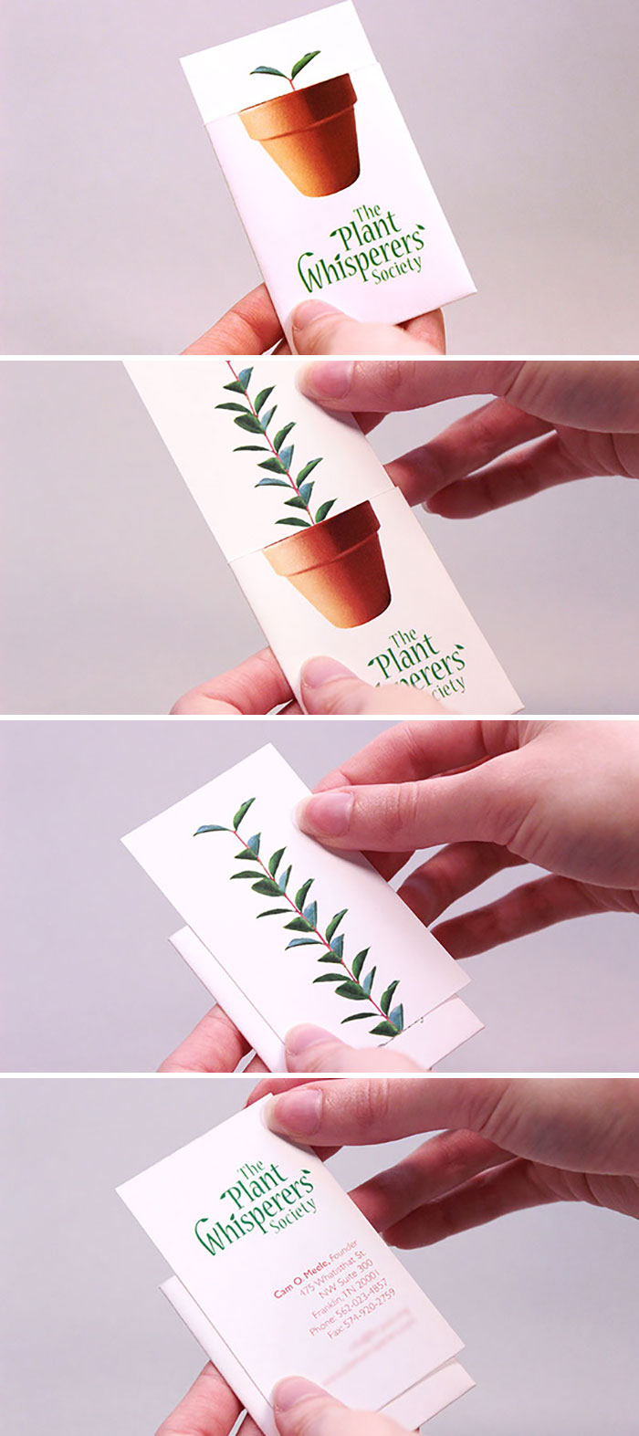 Simple And Unique Business Card Design For The Plant Whisperers Society