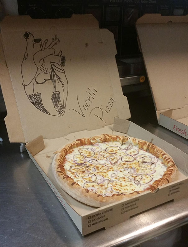 "Please Draw A Cute Heart On The Pizza Box"
