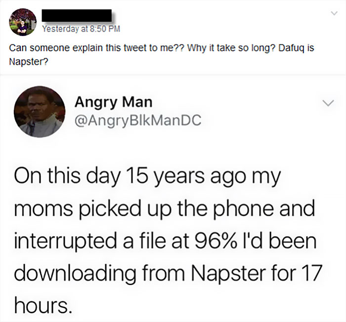 tweet about napster and dial up internet