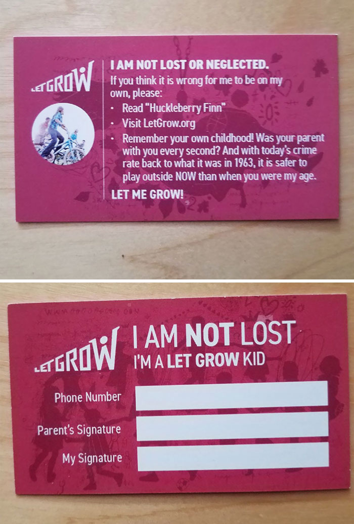 A Business Card For Kids Who Are Allowed To Go Places By Themselves
