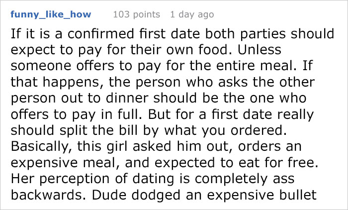 Guy Refuses To Pay $126 For His Date’s Food, So She Shows Him Her True Colors